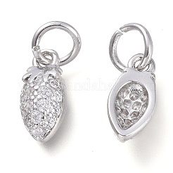 Brass Micro Pave Clear Cubic Zirconia Pendants&nbsp;X-KK-P188-R01-P