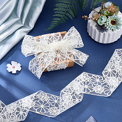 10Yards Polyester Embroidery Mesh Flower Lace Ribbon&nbsp;OCOR-GF0005-41C