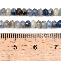 天然石カヤナイトビーズ連売り  多面カット  ロンデル  4x2.5mm  穴：0.8mm  約142~143個/連  14.96''（38センチメートル）&nbsp;G-P612-A01-01