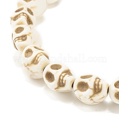 Synthetic Turquoise(Dyed) Skull Stretch Bracelet&nbsp;BJEW-JB08069-02