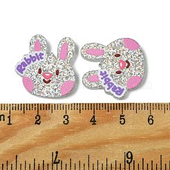 樹脂デコデンカボション  スパンコール/グリッタースパンコール付き  兎  22.5x22.5x2mm&nbsp;RESI-C045-08J
