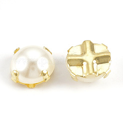 ABS Plastic Imitation Pearl Shank Buttons&nbsp;BUTT-T002-10mm-01G