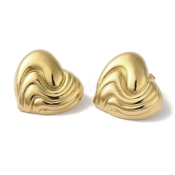 女性用304ステンレススチールスタッドピアス  渦巻の心  18KGP本金メッキ  23.5x27mm&nbsp;EJEW-Z303-16G
