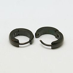ファッション 304 ステンレススチール フープ イヤリング  ガンメタ色  12.5x13x3mm  ピン：0.8mm&nbsp;EJEW-G121-47-4
