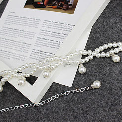 Round Plastic Imitation Pearl Beaded Tassel Chain Belts for Dress&nbsp;FS-WG9A954-01