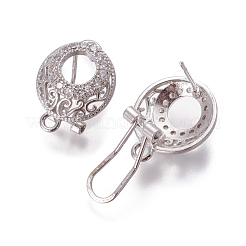 Brass Micro Pave Cubic Zirconia Stud Earring Findings&nbsp;X-KK-O121-21P