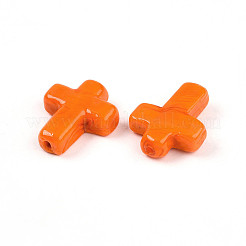 手作りランプワークビーズ  クロス  ダークオレンジ  24~26x20~20.5x6~7.5mm  穴：1.6~1.8mm&nbsp;LAMP-N024-44I