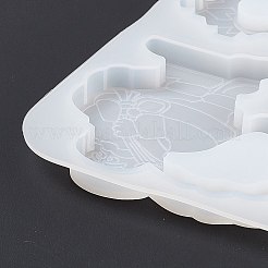 クリスマステーマ DIY ツリー/サンタクロース/雪だるま流砂シリコンモールド  シェーカーモールド  レジン型  UVレジン用  エポキシ樹脂工芸品作り  ホワイト  143x287x8mm  内径：52~74x45~81mm&nbsp;DIY-E065-03