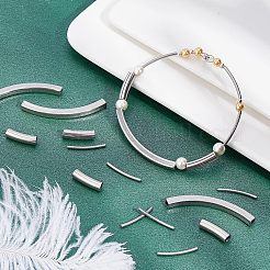 40個5スタイル304ステンレススチールチューブビーズ  カーブビーズ  ステンレス鋼色  16~20x5~2mm  穴：4~1.2mm  40個/箱&nbsp;STAS-UN0026-96