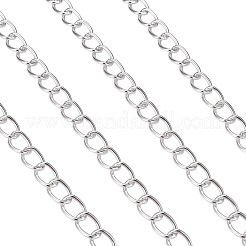 アルミツイストチェーン  溶接されていない  スプールで  銀  18x13x2.5mm  2 m /ロール&nbsp;CHA-TA0001-08S