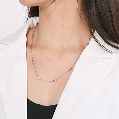 変色しない304ステンレススチール製ラウンドビーズリンクチェーンネックレス（女性用）  ステンレス鋼色  19.88インチ（50.5cm）&nbsp;NJEW-D058-02P