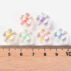 透明なアクリルビーズ  二層ビーズ  ABカラー  花  ミックスカラー  12x12.5x6mm  穴：2.5mm  約893個/500g&nbsp;TACR-S152-06B