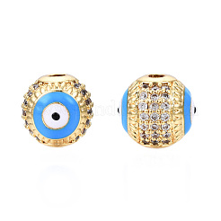 Brass Micro Pave Cubic Zirconia Beads&nbsp;KK-N227-88C