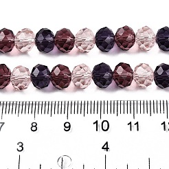 透明ガラスビーズ連売り  多面カット  ロンデル  ピンク  8x6.5mm  穴：1mm  約64~66個/連  15.55~16.8''（39.5~42センチメートル）&nbsp;GLAA-T023-09C