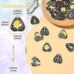 30個 6スタイル タロット合金ハートペンダント  エナメル  混合図形  26x23x1mm  穴：2.4mm  5個/スタイル&nbsp;FIND-CJ0004-05