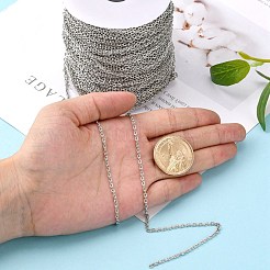 アイアン織り目加工アズキチェーン  溶接されていない  スプールで  プラチナ  3x2x0.6mm  約328.08フィート（100m）/ロール&nbsp;CH-0.6YHSZ-N