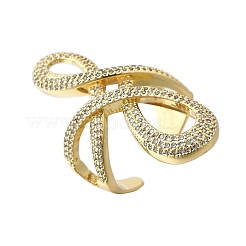 Brass Micro Pave Clear Cubic Zirconia Open Cuff Rings&nbsp;RJEW-F179-02G