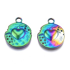 Rack Plating Rainbow Color 304 Stainless Steel Pendant Rhinestone Settings&nbsp;STAS-N098-033