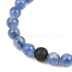 2Pcs Natural Kyanite and Lava Rock Round Beads Stretch Bracelets for Men Women&nbsp;BJEW-JB12390