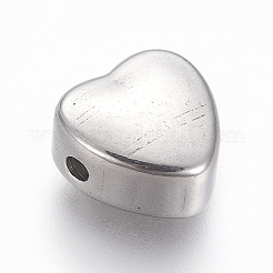 変色しにくい304ステンレススチールビーズ  ハート  ステンレス鋼色  10.5x10.5x5.3~5.5mm  穴：1.6mm&nbsp;LS-STAS-I103-56P