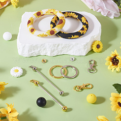DIY Sunflower Iron Beadable Bar Keychain Making Kits&nbsp;DIY-TA0010-21