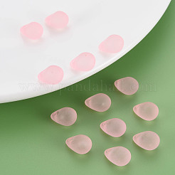 透明なアクリルパーツ  艶消し  ティアドロップ  ピンク  13x8.5mm  穴：1.6mm  約1000個/500g&nbsp;MACR-S373-67-M04
