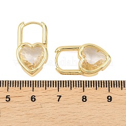ハートブラスマイクロパヴェクリアキュービックジルコニアフープピアス  18KGP本金メッキ  22.5x13x5mm&nbsp;EJEW-D348-06G