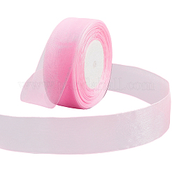 透明オーガンジーリボン1ロール  結婚式の装飾のための広いリボン  ピンク  1-1/2インチ（38mm）  約50.00ヤード（45.72m）/セット&nbsp;SRIB-CY0001-22B-07