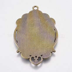 Tibetan Style Pendant Cabochon Settings&nbsp;TIBEP-A22962-AB-FF