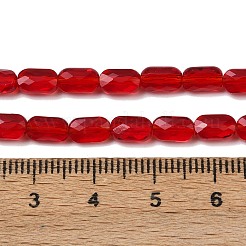 透明ガラスビーズ連売り  長方形  多面カット  ファイヤーブリック  7x4.5x3.5mm  穴：0.9mm  約79~80個/連  21.65''~22.24''（55~56.5センチメートル）&nbsp;GLAA-Z018-C19