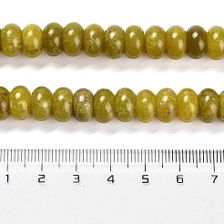 天然石レモンジェイド翡翠ビーズ連売り  ロンデル  10x6mm  穴：1mm  約61個/連  15.20インチ（38.6cm）&nbsp;G-G107-A06-01