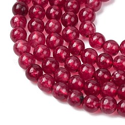 天然石ホワイトジェイドラウンドビーズ連売り  染め  暗赤色  3mm  穴：0.8mm  約110個/連  15~15.5インチ&nbsp;G-A130-3mm-F01