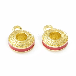 ラックメッキ真鍮エナメルペンダント  長持ちメッキ  18KGP本金メッキ  カドミウムフリー＆鉛フリー  フラットラウンド  ミックスカラー  11.5x8.5x3.5mm  ホール：1.5ミリと3.5ミリ。&nbsp;KK-H428-10G