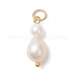 Natural Freshwater Pearl Potato & Shell Pearl Round Bead Pendants&nbsp;PALLOY-JF04714-02