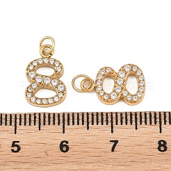 304ステンレススチールラインストーンペンダント  数字のチャーム  イオンプレーティング（ip）  ゴールドカラー  数  13.5x9x2mm  穴：2.5mm&nbsp;STAS-N133-03I-G