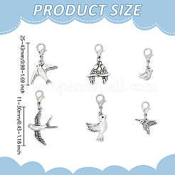 36Pcs 6 Styles Alloy Bird Pendant Decorations&nbsp;HJEW-GO00257