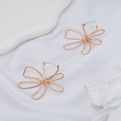 1 Pair Flower Alloy Hoop Earrings for Women&nbsp;EJEW-LP0004-78G