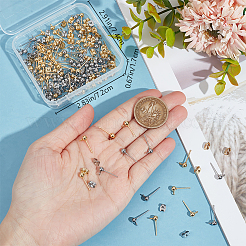 100Pcs 2 Style 304 Stainless Steel Round Ball Post Stud Earring Findings&nbsp;STAS-BBC0004-81