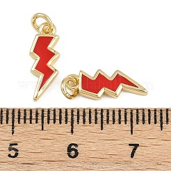 真鍮製エナメルチャーム  雷のチャーム  丸カン付き  ラックめっき  18KGP本金メッキ  鉛フリー＆カドミウムフリー  長持ちメッキ  ミックスカラー  14x5x2mm  穴：2.2mm&nbsp;KK-L240-28G