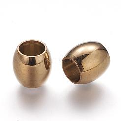 滑らかな304ステンレススチールビーズ  イオンプレーティング（ip）  ゴールドカラー  11x10mm  穴：6mm&nbsp;STAS-Q146