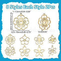 16Pcs 8 Styles 201 Stainless Steel Pendants&nbsp;STAS-WR0001-40