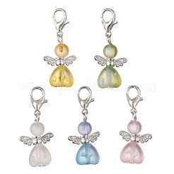 ハートエンジェルアクリルペンダント装飾  亜鉛合金カニカン付き  ミックスカラー  32mm&nbsp;HJEW-JM03805-01