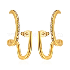 304 Stainless Steel Micro Pave Clear Cubic Zirconia Stud Earrings&nbsp;EJEW-G368-02G