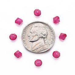 透明なアクリルビーズ  多面カット  双円錐形  赤ミディアム紫  5x4.5mm  穴：1.2mm  約12160個/500g&nbsp;MACR-S373-84-B05