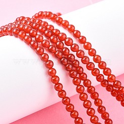 天然石カーネリアンビーズ連売り  グレードA  染め  ラウンド  4mm  穴：1mm  45個/連  7.5インチ&nbsp;G-C076-4mm-2A