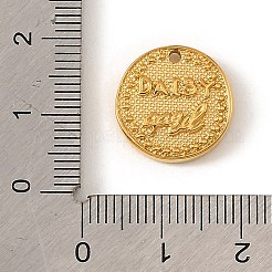 304ステンレススチールチャーム  フラワーラウンドフラワーチャーム  ゴールドカラー  15x3mm  穴：1.4mm&nbsp;STAS-Z205-01G-02