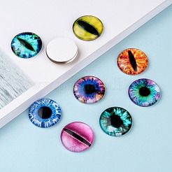 ドラゴンアイハーフラウンド/ドームプリントガラスカボション  ミックスカラー  25x7mm&nbsp;GGLA-A002-25mm-AB