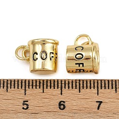 真鍮製チャーム  コー​​ヒーカップ  長持ちメッキ  カドミウムフリー＆鉛フリー  ラックめっき  丸カン付き  ゴールドカラー  9x11.5x8.5mm  穴：3mm&nbsp;KK-C114-05G