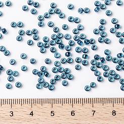 MIYUKIラウンドロカイユビーズ  日本製シードビーズ  （rr347)ダークブルーの裏地付きaqua ab  8/0  3mm  穴：1mm  約422~455PCS /ボトル  10 G /ボトル&nbsp;SEED-JP0009-RR0347