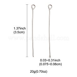 アイアンアイピン  カドミウムフリー＆鉛フリー  プラチナ  21ゲージ  40x0.7mm  穴：2mm&nbsp;IFIN-FS0001-31C